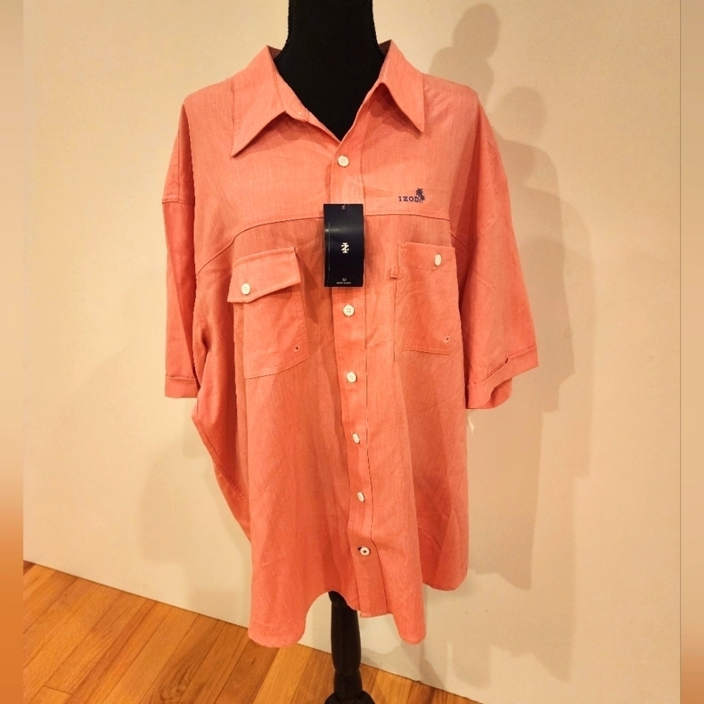 NWT Men's IZOD big & tall short sleeve shirt in rapture rose pink size 2XB
